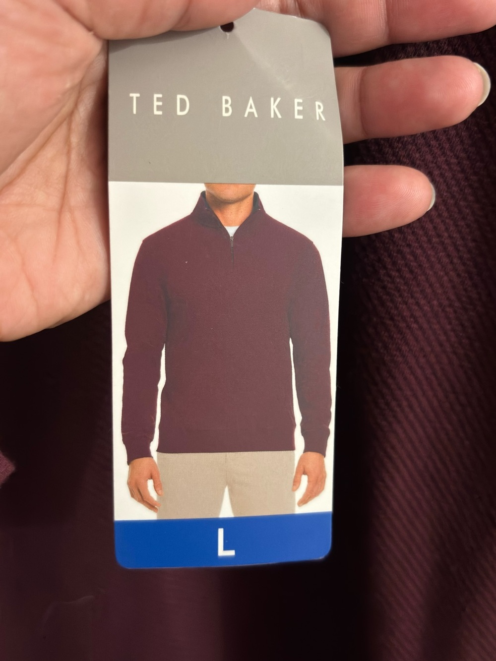 Ted Baker Men's Deep Burgundy Zip-Neck Sweater